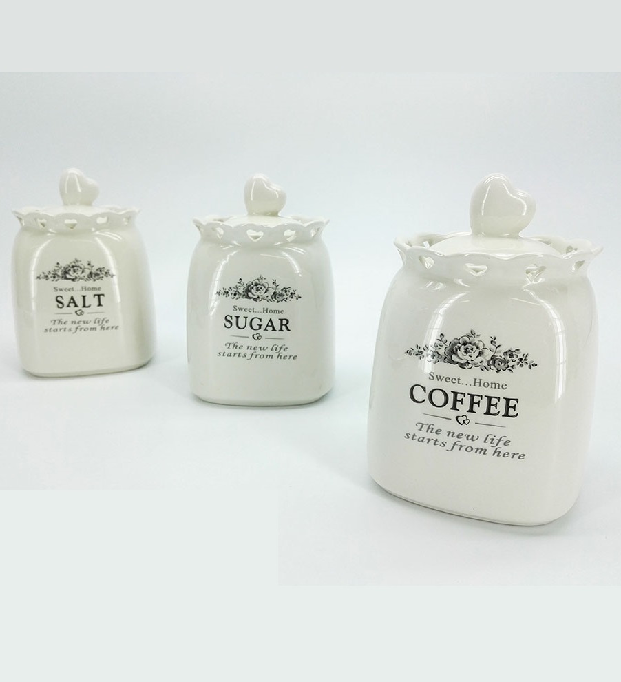 3 BARATTOLI Zucchero - Sale - Caffè COUNTRY CHIC Accessori Cucina