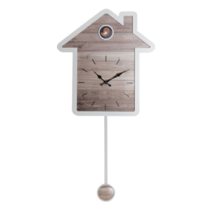 Orologio casetta in legno naturale con pendolo