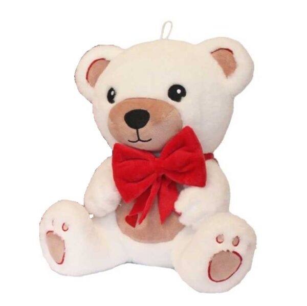 Orsetto peluche con fiocco rosso 30cm